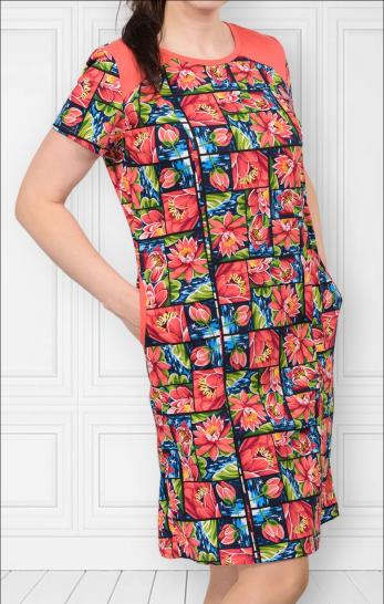 Платье с боковыми карманами, коралл (465-2) - фото 2