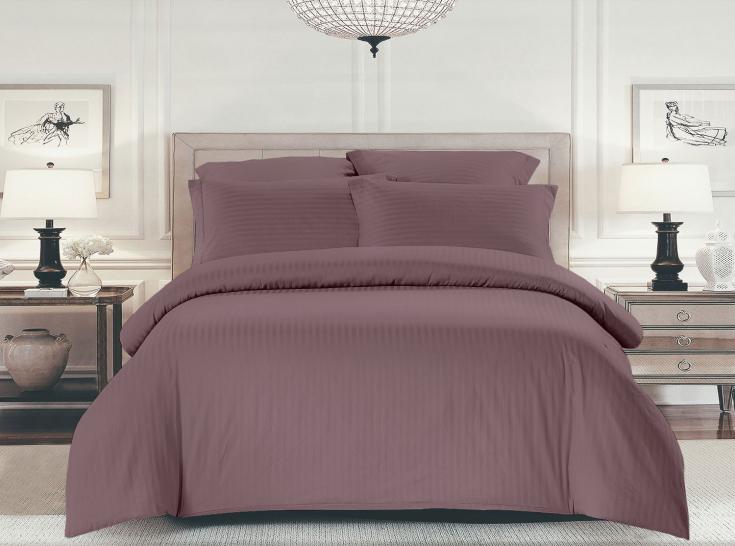 Простыня на резинке Шпинель пыльная роза страйп-сатин - фото 1