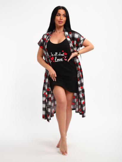 Пеньюар с сорочкой (01068, черный) - фото 1