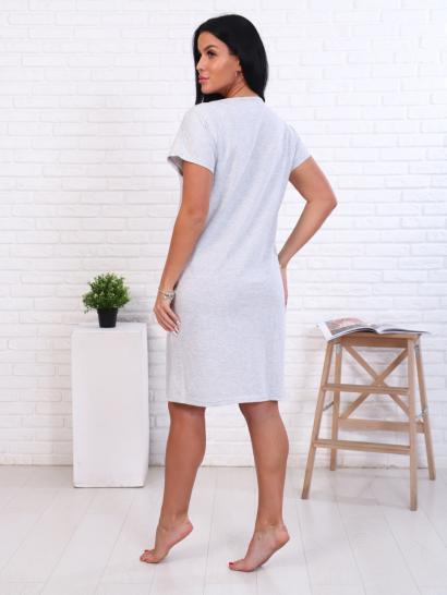 Сорочка, принт "Новогодние зайки", серый (880-1) - фото 5