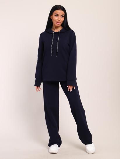 Костюм с капюшоном, футер с лайкрой (01045, темно-синий) - фото 16