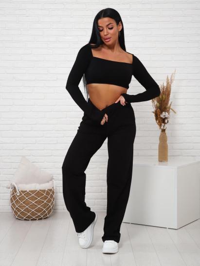 Брюки с карманами футер с лайкрой (01038, черный) - фото 10