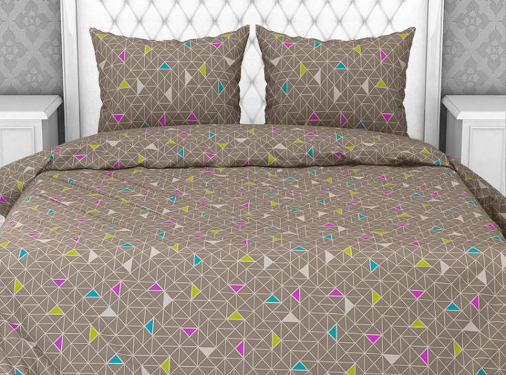 Наволочка Треугольники беж бязь - фото 1