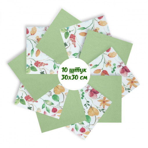 Набор лоскута Весеннее настроение зелёный (10 лоскутов 30*30 см) - фото 2