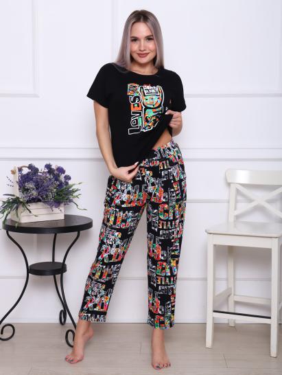 Костюм с брюками, принт, черный (896-1) - фото 11