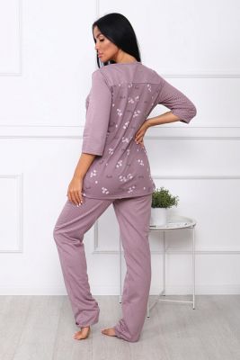 Пижама с брюками футер с начёсом (01015 вид 2, кофе) - фото 2