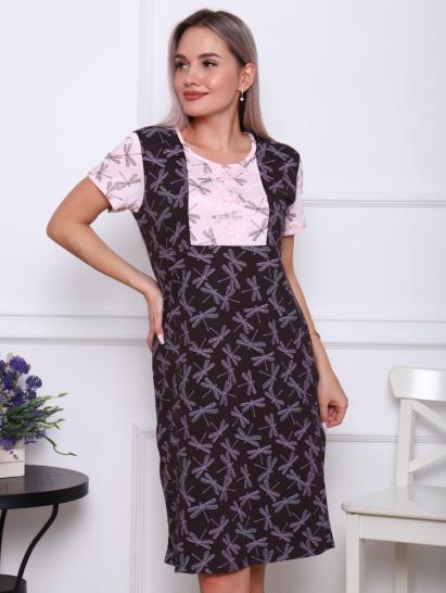 Сорочка с кружевом стрейч, коричневый (897-1) - фото 2