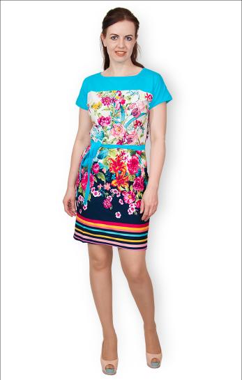 Платье трикотажное с поясом (210-8) - фото 1