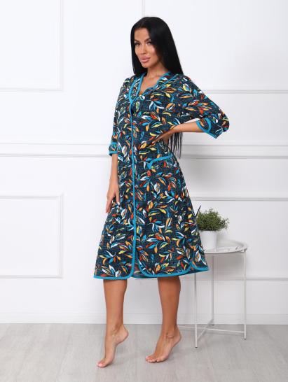 Халат женский на пуговицах с карманами (00958, синий) - фото 10