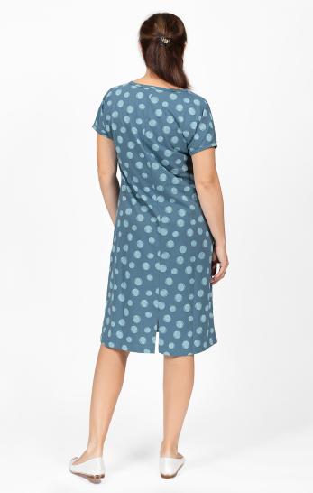 Платье трикотажное, принт, петроль (608-2) - фото 2