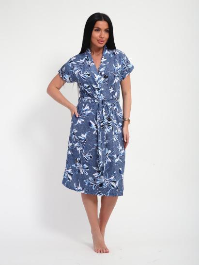 Халат женский запашной (01069, синий) - фото 13