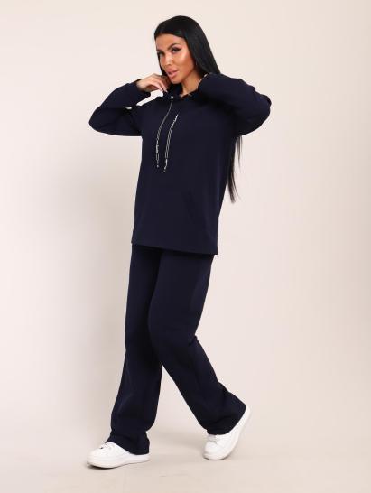 Костюм с капюшоном, футер с лайкрой (01045, темно-синий) - фото 21