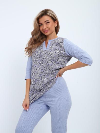 Пижама с брюками футер с начёсом (01059, серо-голубой) - фото 2