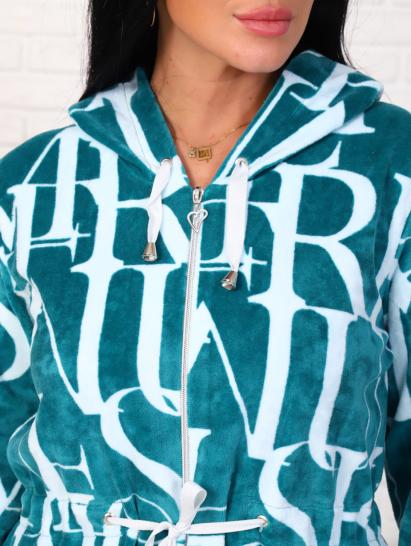 Халат велюровый на молнии с капюшоном, изумруд (868-5) - фото 2