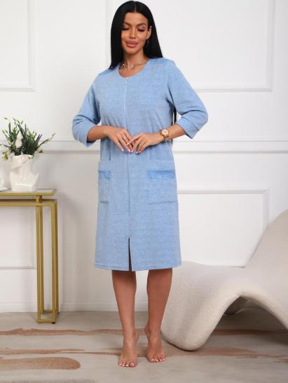 Халат махровый на молнии (01075, голубой) - фото 18