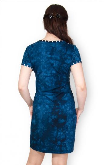 Платье вискозное - батик, принт "Бабочки", синий (353-1) - фото 6