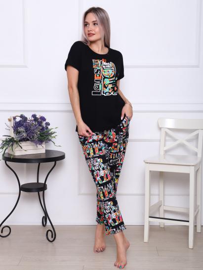 Костюм с брюками, принт, черный (896-1) - фото 13
