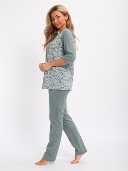 Пижама с брюками футер с начёсом (01059, зеленый) - фото 13