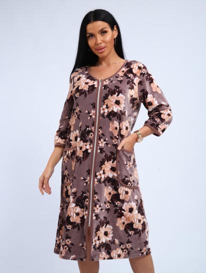 Халат велюровый на молнии (00941, бежевый) - фото 4