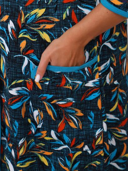 Халат женский на пуговицах с карманами (00958, синий) - фото 2