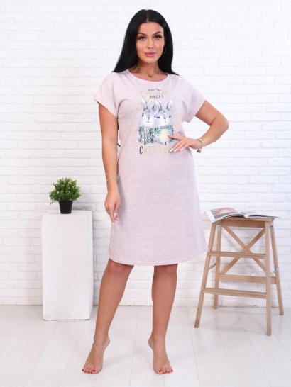 Сорочка, принт "Новогодние зайки", розовый (880-2) - фото 2