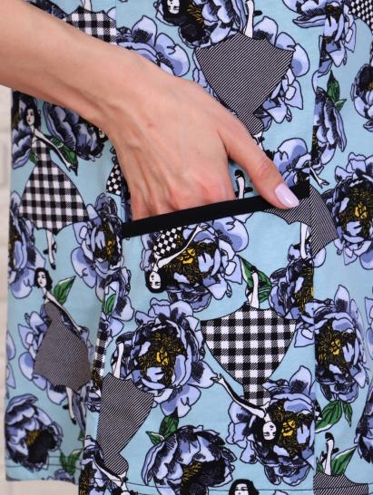 Костюм дачный с бриджами, синие цветы (834-2) - фото 7