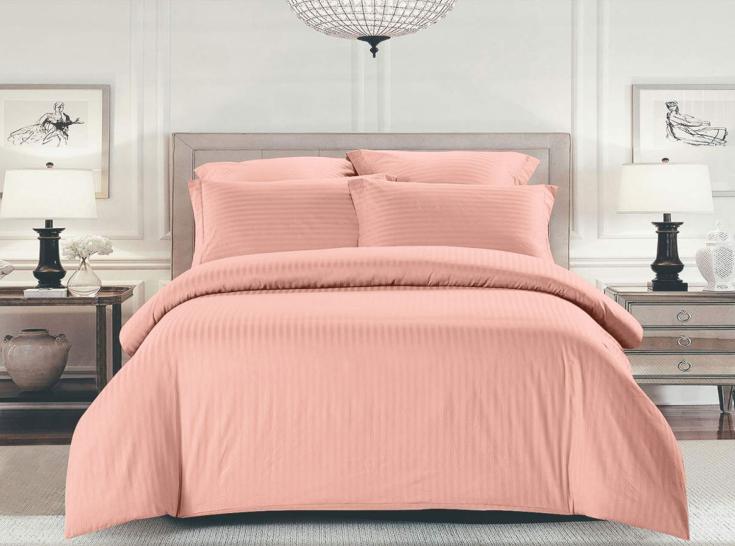 Простыня Шпинель тропический персик страйп-сатин - фото 1