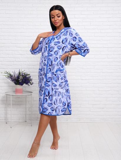 Халат велюровый на пуговицах (01022, голубой) - фото 12