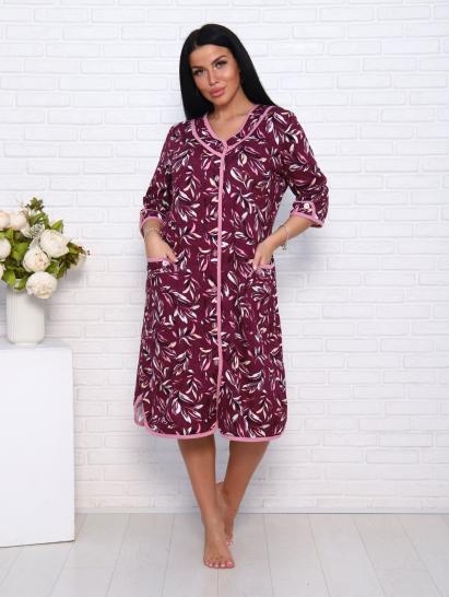 Халат женский на пуговицах с карманами, бордо (958-1) - фото 1