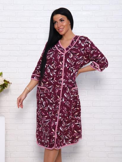 Халат женский на пуговицах с карманами, бордо (958-1) - фото 3