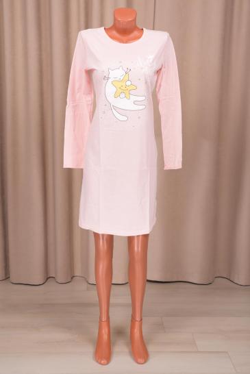 Сорочка с длинным рукавом, принт (0788, розовый) - фото 1