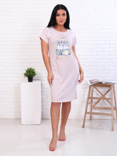 Сорочка, принт "Новогодние зайки", розовый (880-2) - фото 1