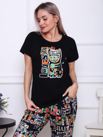 Костюм с брюками, принт, черный (896-1) - фото 3