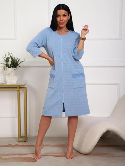 Халат махровый на молнии (01075, голубой) - фото 17