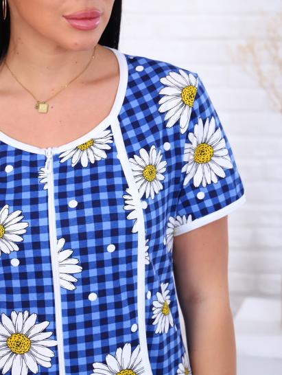 Халат женский на молнии с карманами, ромашка, индиго (893-2) - фото 2