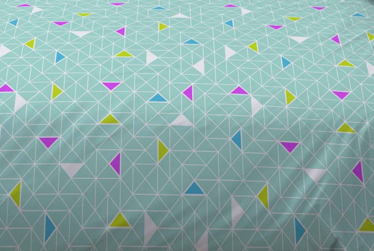 Ткань Треугольники бирюзовый Бязь 150 см  - фото 1