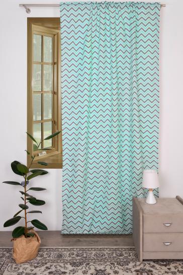 Штора одинарная Зигзаг голубой 145х270 см - фото 1