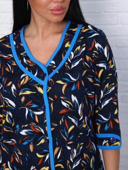 Халат женский на пуговицах с карманами, темно - синий (958-3) - фото 2