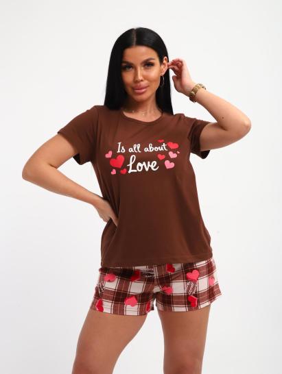 Пижама с шортами (01067, коричневый) - фото 7