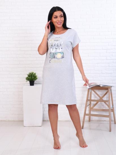 Сорочка, принт "Новогодние зайки", серый (880-1) - фото 3