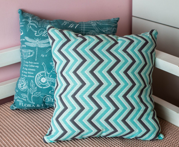 Подушка декоративная зигзаг бирюзовый - фото 2