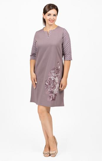 Сорочка теплая, футер с начесом, принт, кофе "Цветок" (668-3) - фото 1