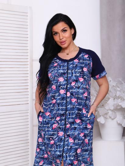 Халат женский на молнии с карманами, синий (908-1) - фото 3