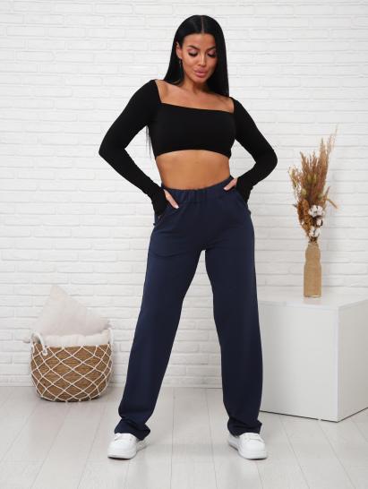 Брюки с карманами футер с лайкрой (01038, темно-синий) - фото 1