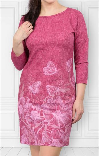 Платье футер с лайкрой, принт, берёзка - брусника (448-2) - фото 2