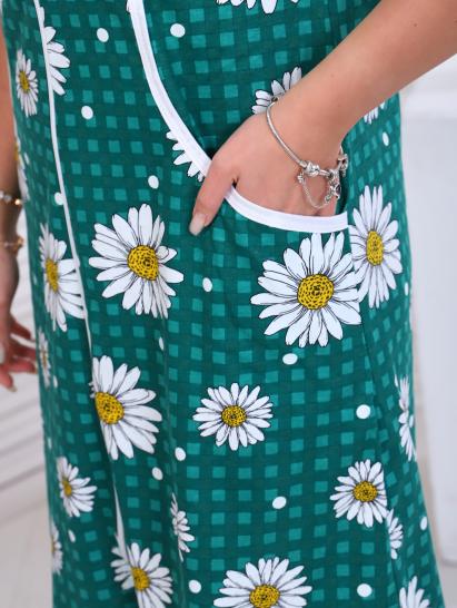 Халат женский на молнии с карманами, ромашка, изумруд (893-3) - фото 15