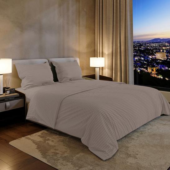 Комплект постельного белья Шпинель тауп страйп-сатин - фото 1