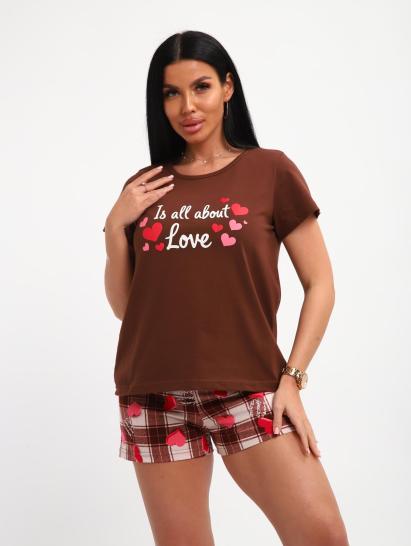 Пижама с шортами (01067, коричневый) - фото 3