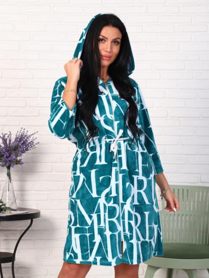 Халат велюровый на молнии с капюшоном, изумруд (868-5) - фото 5