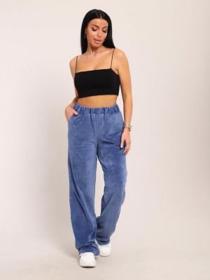 Брюки велюровые с карманами (01039 вид 2, индиго) - фото 1